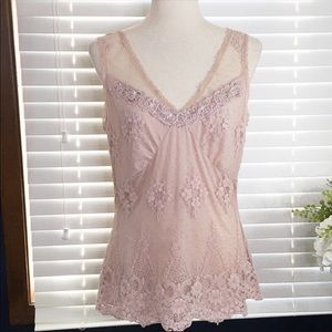 Karen Kane Lace overlay beaded tank- LG